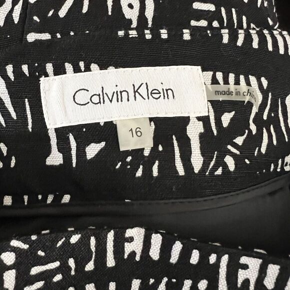Calvin Klein Skirt sz 16 Pencil Black White Pattern Below Knee Length 25" - Picture 7 of 9